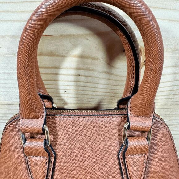 Steve Madden Cognac Faith Saffiano Small Satchel Brown Mini - Picture 6 of 14
